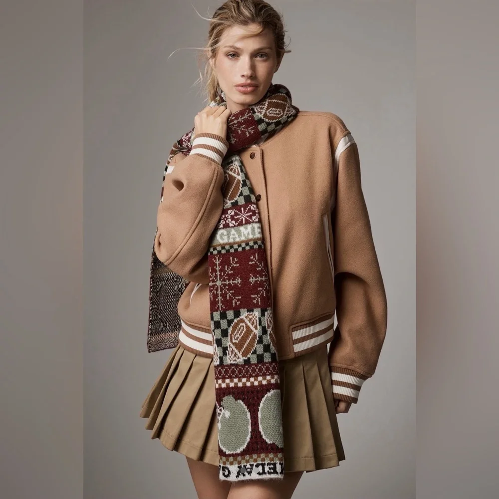 NWT Anthropologie Mariel Scarf Icon Edition Game Day Knit Winter